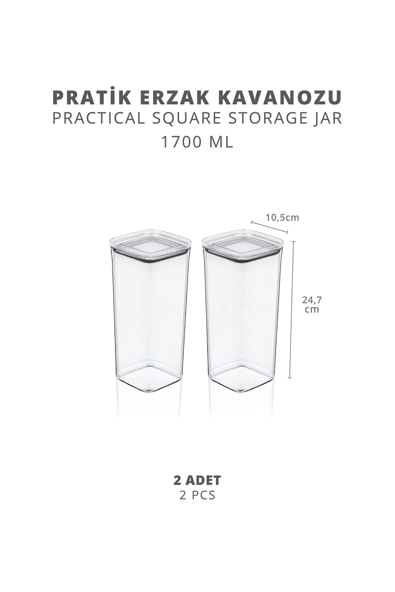 Ensemble de 2 bocaux carrés pratiques sous vide pour provisions