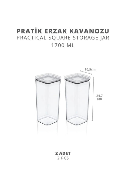 Ensemble de 2 bocaux carrés pratiques sous vide pour provisions